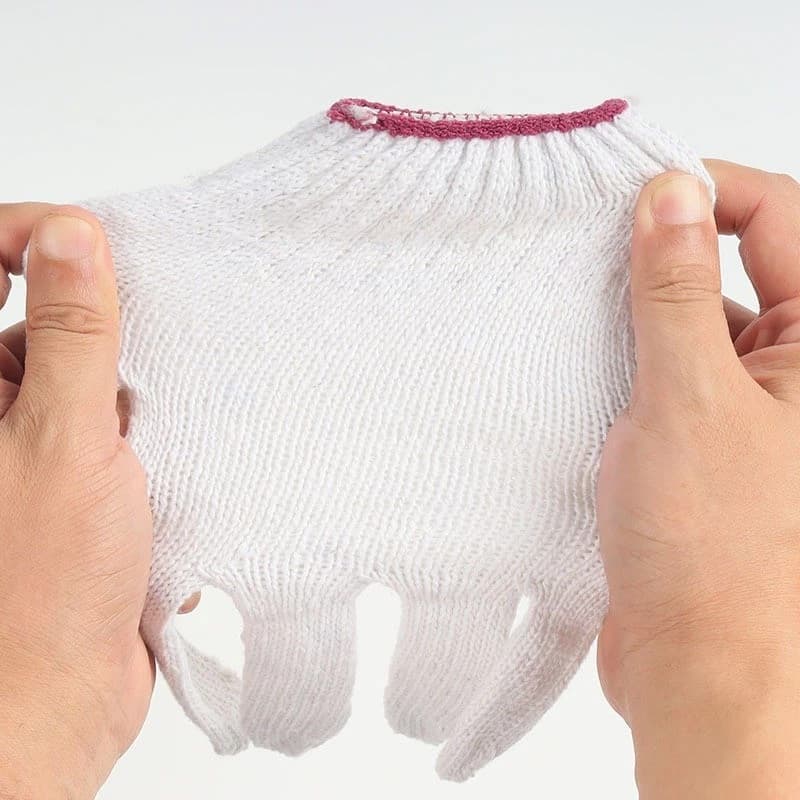 ถุงมือผ้าฝ้ายสีขาว ถุงมือผ้า ถุงมือทอผ้าฝ้าย ( 1 คู่) M - 4