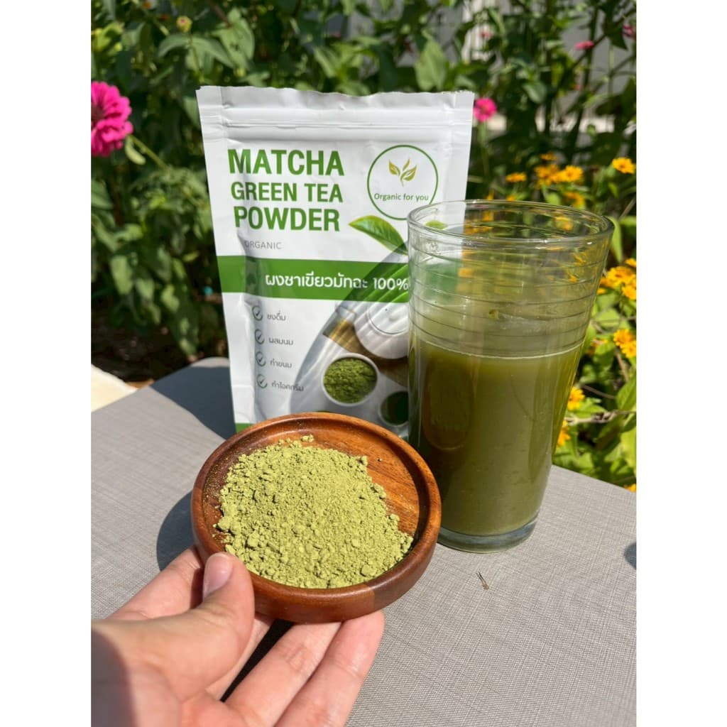 ผงชาเขียวมัทฉะ matcha แท้100% ผงชาเขียว(ร้านหลัก) ออร์แกนิค ฟอร์ยู Organic for you ขนาด 100 กรัม/ซอง - 4
