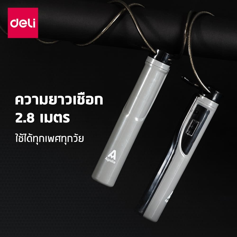 Deli เชือกกระโดด เชือกกระโดดนักมวย หน้าปัดนับรอบ ปรับระดับสายได้ ด้ามจับกระชับมือ Jump Rope - 4