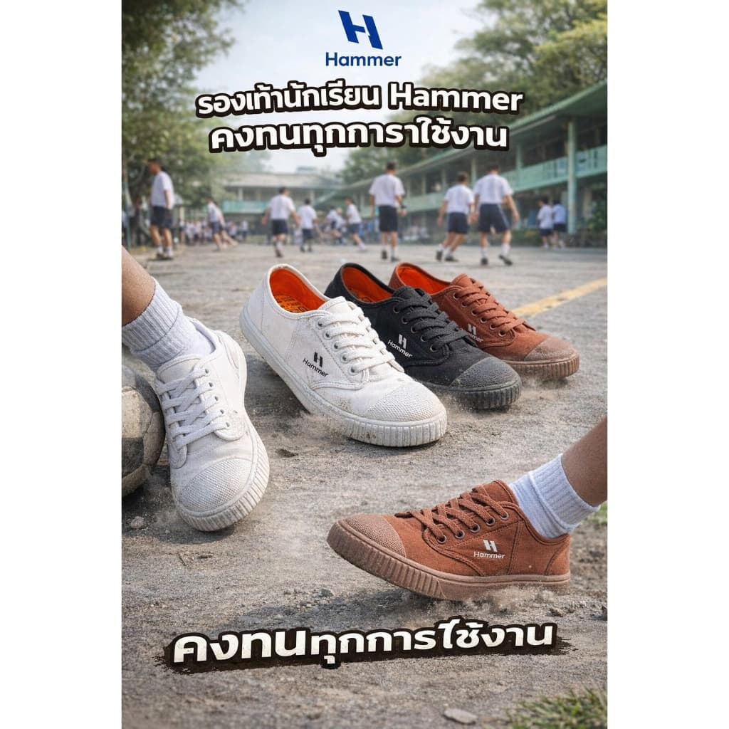 Hammer รองเท้านักเรียน รองเท้าคนทำงาน ใช้งานทั่วไป 205-H - 6