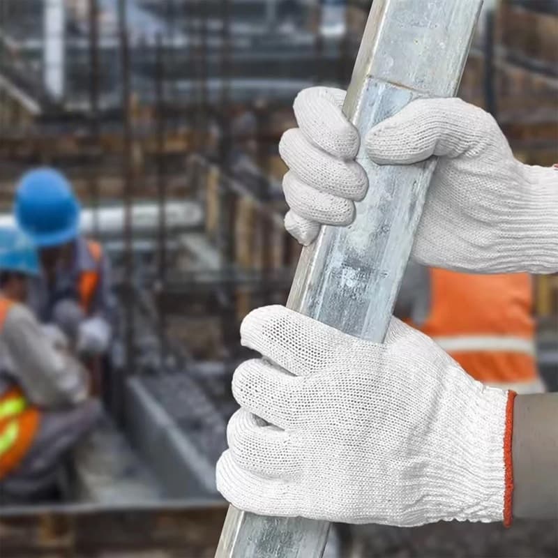 ถุงมือผ้าฝ้ายสีขาว ถุงมือผ้า ถุงมือทอผ้าฝ้าย ( 1 คู่) M - 2