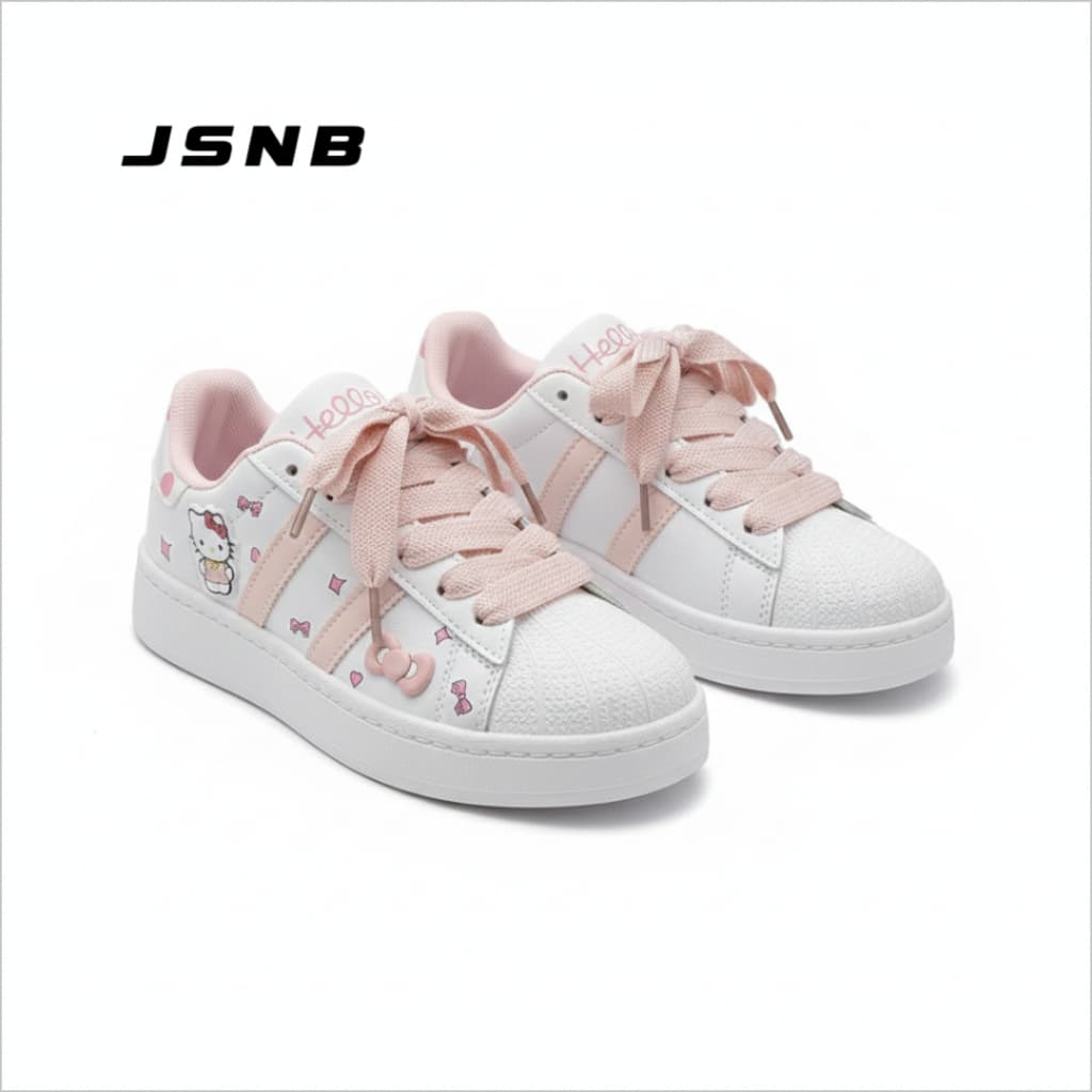 JSNB รองเท้าลำลองแฟชั่นลายแมว รองเท้าผ้าใบผู้หญิง สไตล์เกาหลี รองเท้าผ้าใบพื้นหนา สวมใส่สบาย size36-40 [LNBY269]
