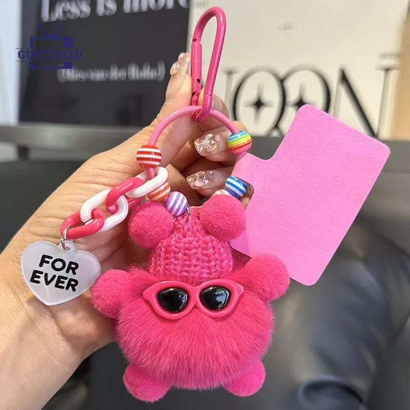 พวงกุญแจ พวงกุญแจ จี้ห้อยกระเป๋าสัตว์ประหลาดอัดก้อนน้อยโทรศัพท์มือถือห้อยโซ่จี้ตุ๊กตาการ์ตูนจี้กระเป๋าน่ารัก โซ่โทรศัพท